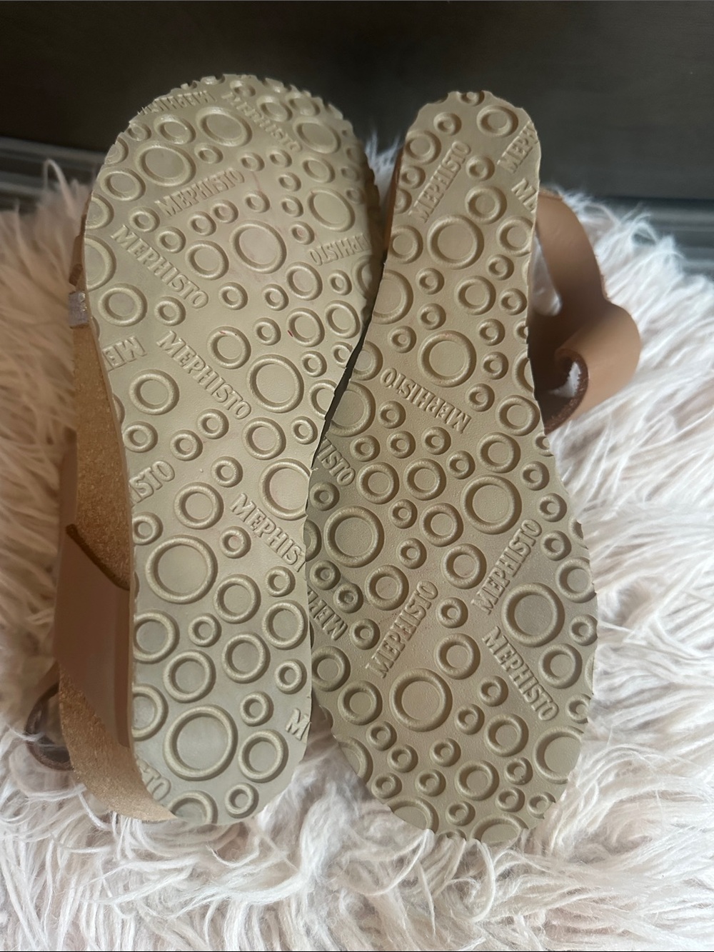 Mephisto Tan Leather Strappy Sandals with Metallic Accents - Women's - Picture 4 of 5